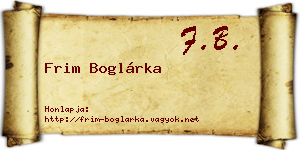 Frim Boglárka névjegykártya